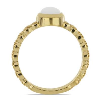 BUY GENUINE WHITE ONYX SINGLE STONE BRASS RING
